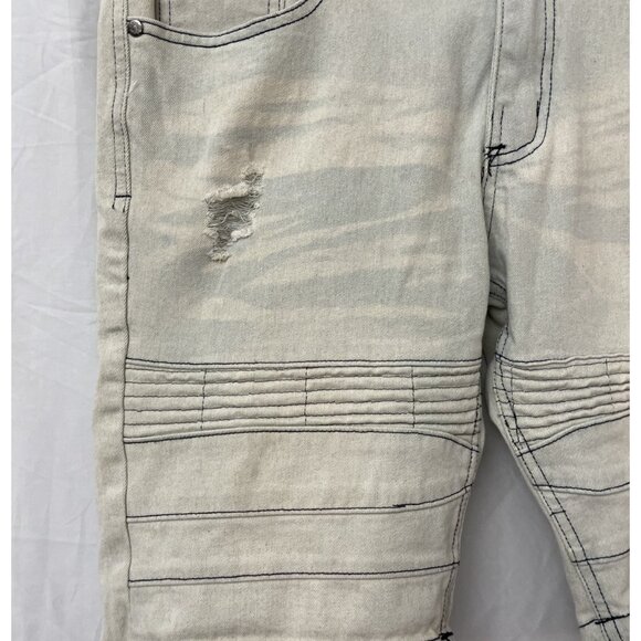 Rocawear Denim Jean Streetwear Shorts Men's Size 30 Light Blue Zip Up Distressed - Picture 2 of 15